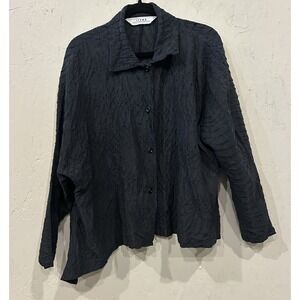 Itemz Chris Baumgartner Navy  Silk Asymmetric Blouse Art To Wear Lagenlook OS